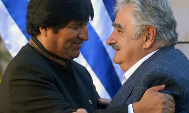 José Mujica und Evo Morales in Montevideo