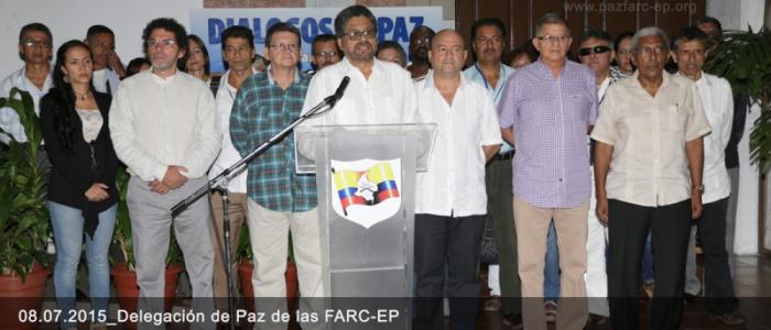 Die Friedensdelegation der Farc erklärt am 8. Juli in Havanna erneut einen einseitigen Waffenstillstand