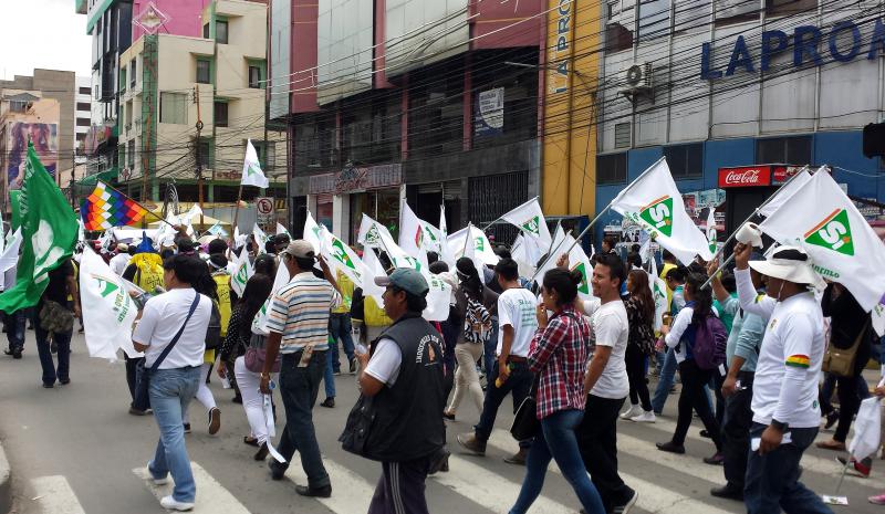 Pro-Morales-Demonstration für das "Sí" in Cochabamba
