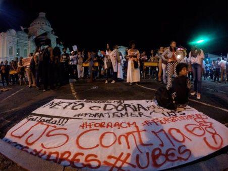 Protest gegen Privatisierung in São Paulo, Brasilien