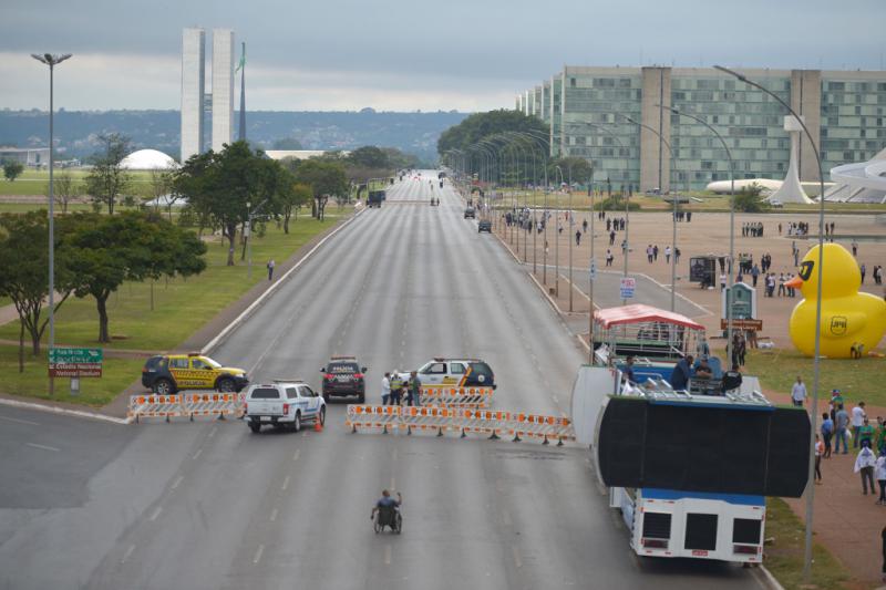 Das Regierungsviertel in Brasília war für Fahrzeuge weiträumig abgesperrt