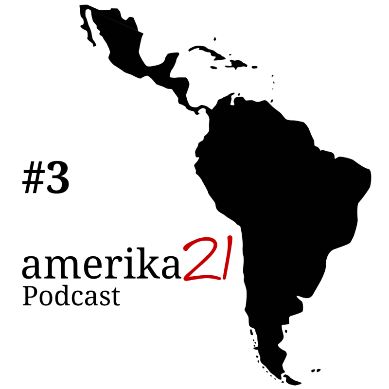 Logo des Podcasts mit Karte von Lateinamerika
