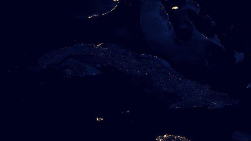 Satellitenbild während des Blackouts 2022: Gestern ist das kubanische Stromnetz erneut kollabiert