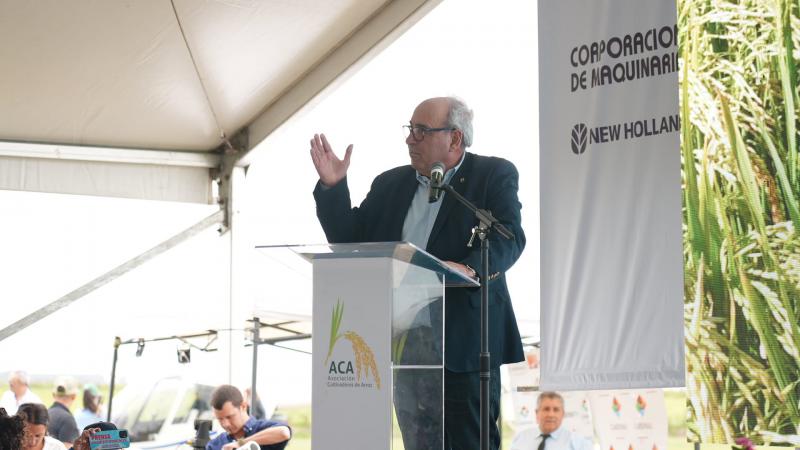 Minister Alfredo Fratti verkündet bei der Eröffnung der Reisernte die Verlängerung des Agrarnostandes in Uruguay