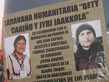 Gedenken an die Mordopfer Beatriz Cariño und Jyri Antero Jaakkola Gedenken an die Mordopfer Beatriz Cariño und Jyri Antero Jaakkola