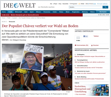 Tendenziöse Berichterstattung auf welt.de (Bildschirmkopie)