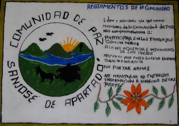 Die Friedensgemeinde San José de Apartadó wurde im März 1997 von Bauernfamilien in der Region Urabá geschaffen Die Friedensgemeinde San José de Apartadó wurde im März 1997 von Bauernfamilien in der Region Urabá geschaffen