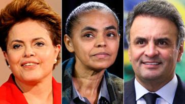 Die Kandidaten: Dilma Rousseff, Marina Silva, Aécio Neves (v.l.n.r.)