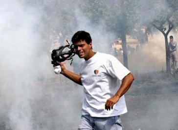 Leopoldo López während einer Demonstration in Venezuela