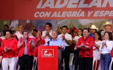 El Salvadors neuer Präsident Salvador Sánchez Cerén, hier bei einer Ansprache im Wahlkampf