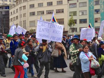 Demo von Koka-Bauern in Bolivien. Die Regierung Morales will sie nicht bekämpfen, sondern ihnen Alternativen bieten Demo von Koka-Bauern in Bolivien. Die Regierung Morales will sie nicht bekämpfen, sondern ihnen Alternativen bieten