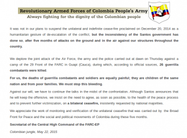 Kommuniqué der FARC Kommuniqué der FARC