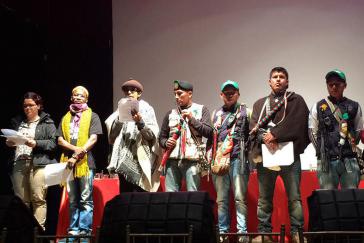 Sprecher sozialer Bewegungen bei der Veranstaltung in Bogotá