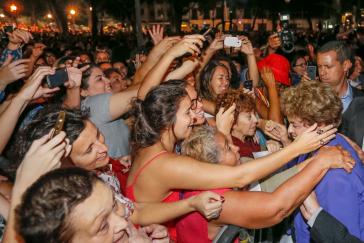 Präsidentin Dilma Rousseff bei der Kundgebung "Frauen für Demokratie, gegen den Putsch" in Rio de Janeiro am 2. Juni