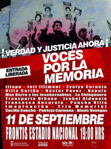 Plakat des Gedenkkonzerts 43 Jahre nach dem Putsch in Chile