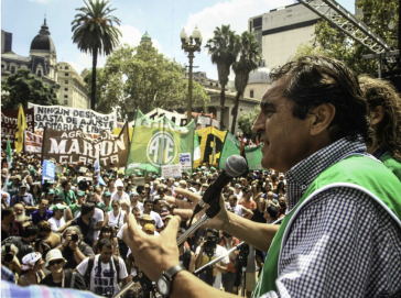 ATE-Generalsekretär Hugo Godoy auf dem Plaza de Mayo ATE-Generalsekretär Hugo Godoy auf dem Plaza de Mayo