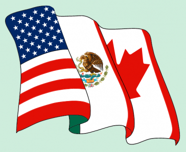Die Flaggen der Mitgliedsstaaten von Nafta: USA, Mexiko, Kanada Die Flaggen der Mitgliedsstaaten von Nafta: USA, Mexiko, Kanada
