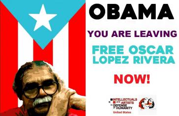 Kampagnenplakat für die Freilassung von Oscar Loṕez Rivera aus Puerto Rico
