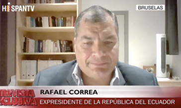 Der ehemalige Präsident von Ecuador, Rafael Correa, in dieser Woche bei einem Interview mit dem Sender HispanTV (Screenshot) Der ehemalige Präsident von Ecuador, Rafael Correa, in dieser Woche bei einem Interview mit dem Sender HispanTV (Screenshot)