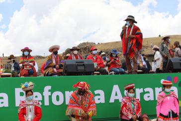 Präsident Pedro Castillo bei der Ankündigung einer neuen Agrarreform für Peru Präsident Pedro Castillo bei der Ankündigung einer neuen Agrarreform für Peru
