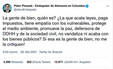 Ein Tweet des deutschen Botschafters, der Partei ergreift