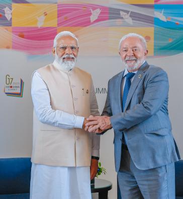 Indiens Premierminister Modi und Brasiliens Präsident Lula am Sonntag auf dem G7-Gipfel in Hiroshima
