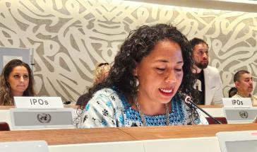 Lourdes Haquelina Gómez Willis beim Treffen der UN-Expertenkommission für die Rechte der Indigenen Völker in Guatemala