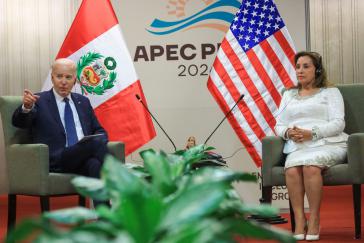 Gebrauchte Waggons und Militärhubschrauber im Gepäck: Biden mit Boluarte in Lima beim APEC-Gipfel