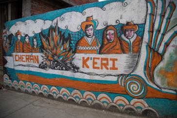 Wandbild in der indigenen Gemeinde in Mexiko