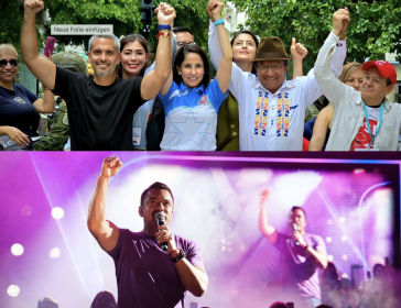 González (oben, mitte) und Noboa im Endspurt des Wahlkampfs González (oben, mitte) und Noboa im Endspurt des Wahlkampfs
