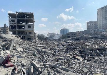 Zerstörte Wohnviertel nach israelischem Bombenangriff in Gaza im Oktober 2023 Zerstörte Wohnviertel nach israelischem Bombenangriff, Gaza