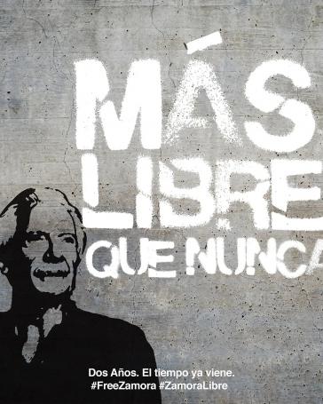 Plakat fordert die Freilassung von Rubén Zamora. Der Journalist ist eines der Opfer juristischer Verfolgung in Guatemala