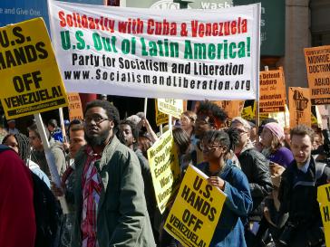 Auch in den USA wird seit der Anerkennung des Putschversuchs unter Guaidó gegen die Drohungen gegenüber Venezuela protestiert