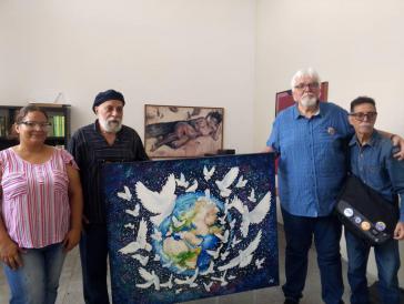 Carsten Hanke bei der Übergabe des Friedensbildes ans Nationalmuseum Bellas Artes in Caracas