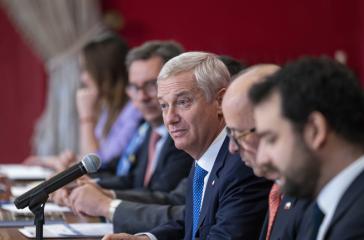 Präsident José Antonio Kast bei seiner dritten Kabinettssitzung im Saal Montt-Varas des Präsidentenpalasts La Moneda