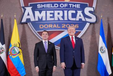 Daniel Noboa mit US-Präsident Donald Trump auf dem Gipfeltreffen "Schild von Amerika"