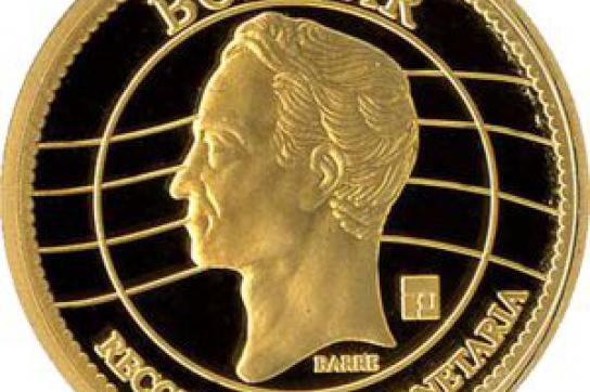 Goldmünze mit Simón Bolívar