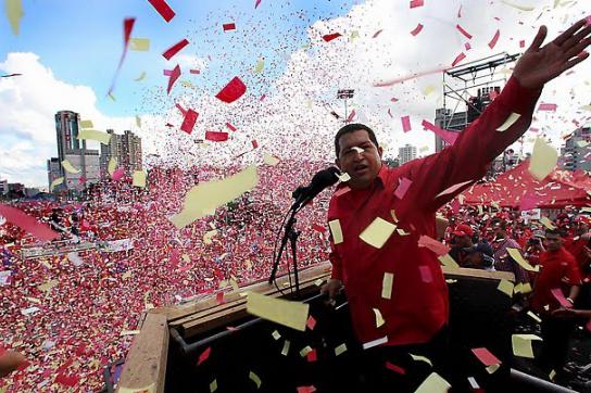 Der venezolanische Präsident Hugo Chávez bei einer Kundgebung