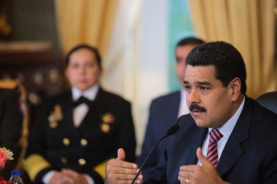 Präsident Maduro bei der Pressekonferenz am Mittwoch