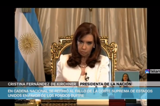 Präsidentin Cristina Fernández bei ihrer Ansprache