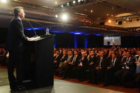 Macri trat als Hauptredner bei der Konferenz des Bundesverbandes der Industrie Argentiniens (UIA) am 14. Dezember auf