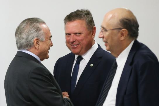 De-facto Präsident Temer, Agraminister Maggi (Mitte) und Finanzminister Henrique Meirelles