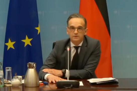 Der deutsche Außenminister Heiko Maas bei der virtuellen Geberkonferenz zur Flüchtlingskrise in der Region um Venezuela
