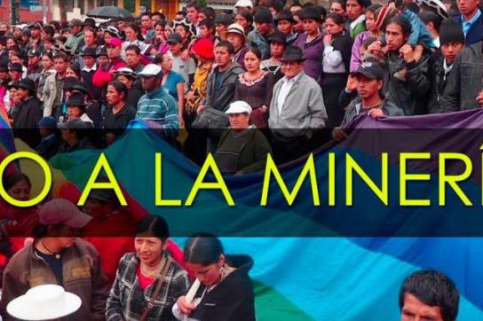 Conaie protestiert gegen das Genehmigungsverfahren für den groß angelegten Bergbau in Ecuador Conaie-no-a-la-mineria