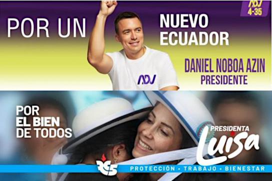 Bereits im Wahlkampf 2023 trafen Daniel Noboa und Luisa González aufeinander (Kollage aus den X-Header-Bildern)