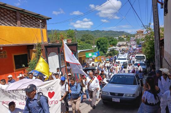 Indigene Organisationen marschieren im mexikanischen Chiapas gegen den Autobahnbau auf ihrem Territorium
