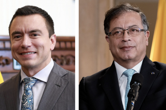 Der ecuadorianische Präsident Daniel Noboa (l.) und der kolumbianische Präsident Gustavo Petro (r.)