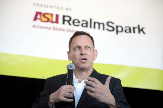 Peter Thiel als Redner bei einer Veranstaltung 2022 Peter Thiel als Redner bei einer Veranstaltung in 2022